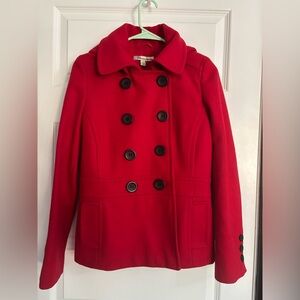 American Rag red wool pea coat with hood, Size M